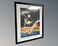A continental colour print depicting a nude figured, 31cm by 42cm.