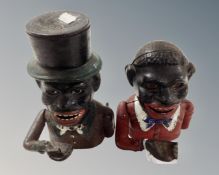 Two reproduction cast iron moneyboxes.