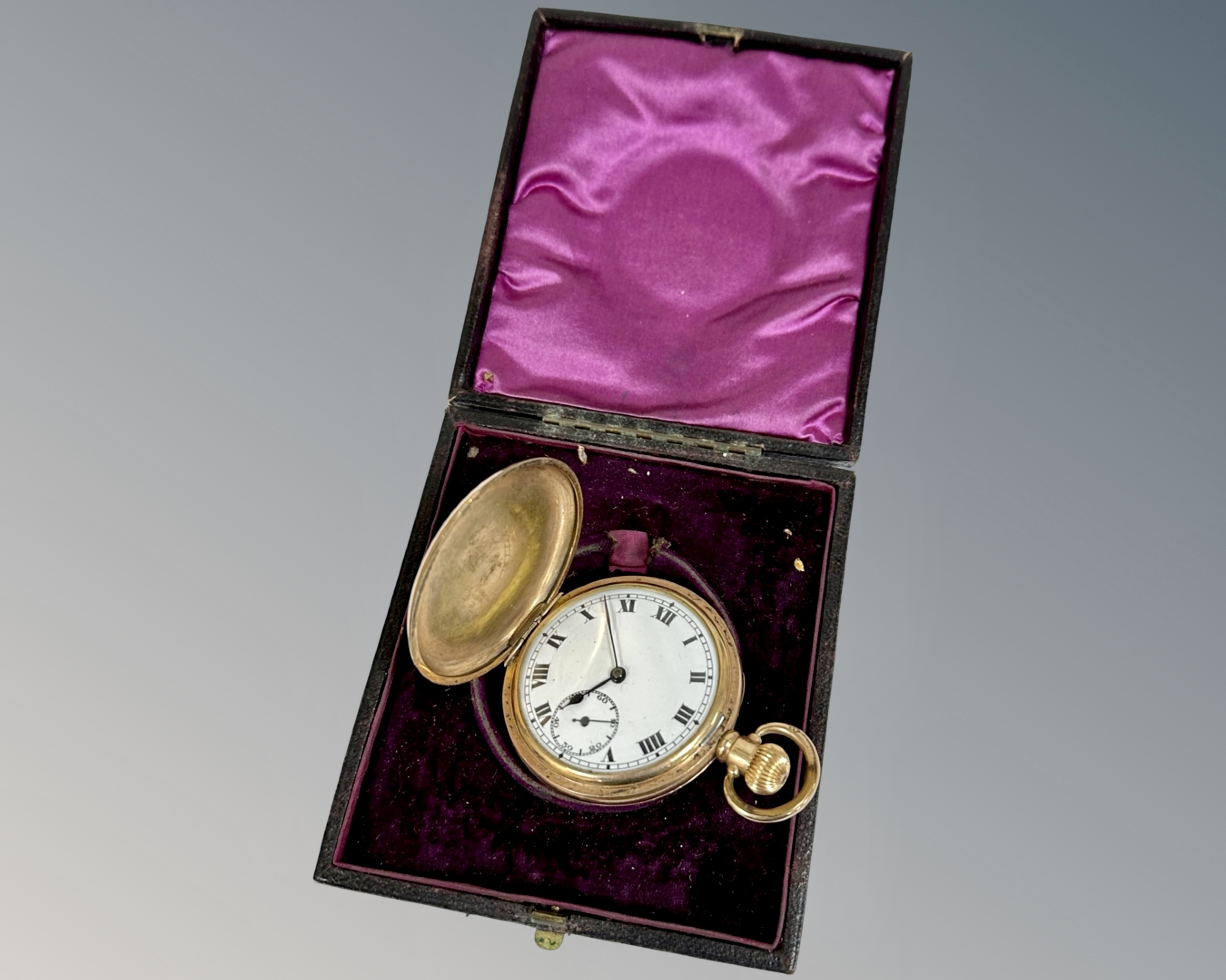 A gold plated full hunter pocket watch.