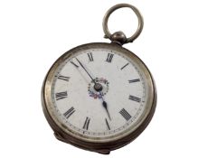 A silver cased fob watch.