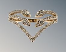 An 18ct rose gold diamond set ring, approximately 0.4ct, size N.