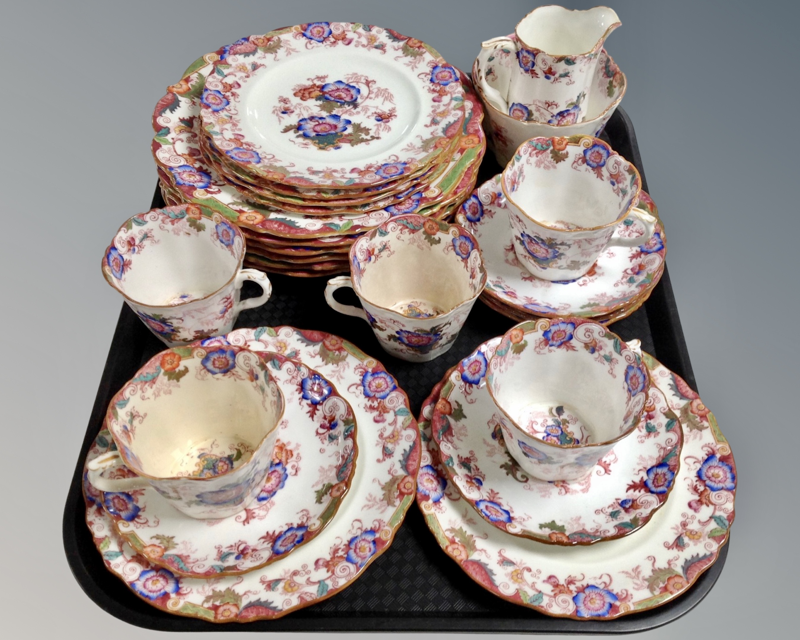 A tray of approximately 24 pieces of Cauldon tea china.