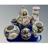 A group of six Oriental porcelain vases.
