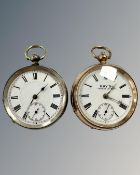 A Kay's Famous Lever gold-plated open-faced key-wound pocket watch,