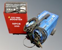 A Nu-Tool NPCB200 battery charger together with a Clarke Weld 210TE welder.