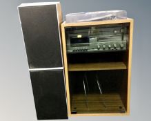 A vintage Philips music centre in cabinet with speakers.