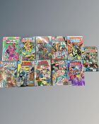 A collection of 11 DC All-Star Squadron comics, some in plastic covers, as illustrated.