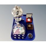 A silver plated egg coddler, together with Russian Sekonda pocket watch,