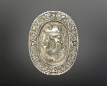 A fine Victorian silver plaque depicting a scene from mythology by Francis Boone Thomas, 32 oz,