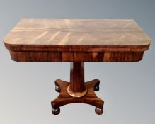 A William IV rosewood pedestal turnover top card table.