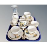 A tray of twenty piece Gladstone Yellow Rose pattern tea service,