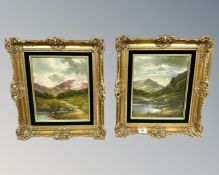 Andrew Grant Kurtis (British Contemporary) : Scottish loch, oil on canvas, 24cm by 30cm,