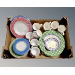 A box containing CreaTable dinnerware together with a pair of Japanese china coffee cups with