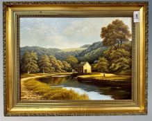 Thomas Heathcote Hunt (British,1942-2020) : High Peak Wharf, oil on canvas, 39cm by 30cm.
