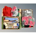 Three boxes containing knitting accessories,