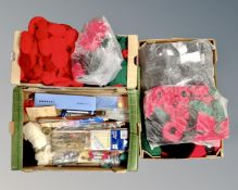 Three boxes containing knitting accessories,