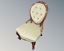 A Victorian spoon back nursing chair.