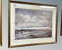 After Robert Turnbull : Newton Bay and Dunstanburgh Castle, limited edition colour print,