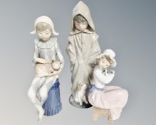 Three Nao figures of girls and boy with animals (3)