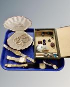 A 20th century leather jewellery box containing costume jewellery,