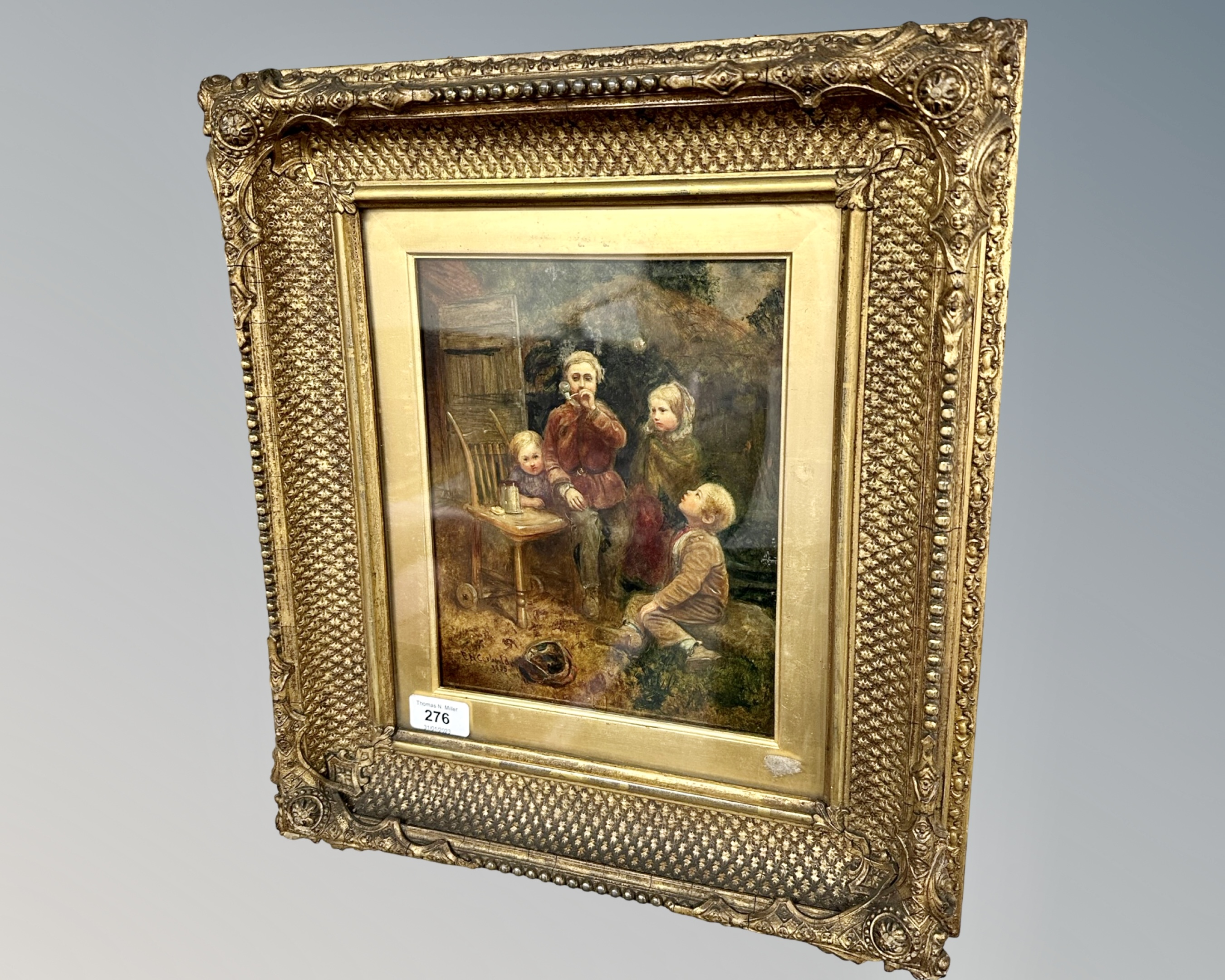 Edward Henry Corbould (British, 1815-1906), Childhood's Happy Days, oil on board, 25cm by 20cm,