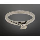 An 18ct white gold princess cut diamond solitaire ring, approx. 0.