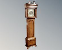 A George III inlaid oak longcase clock with brass and silvered dial signed Joseph Atkinson,