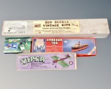 Three boxed modelling kits including Mercury Viper, Harbour tug,