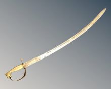 An Indian brass handled sword.