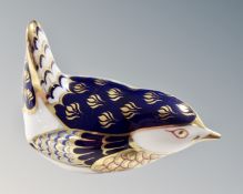 A Royal Crown Derby wren paperweight with gold stopper.