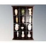 Twelve miniature porcelain Japanese vases,