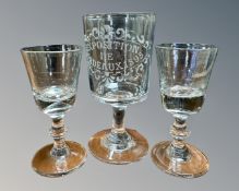 A French Exposition de Bordeaux 1895 etched glass goblet,