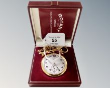 A gold plated Rotary wristwatch, in original case with guarantee.