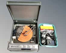 A mid-20th century electric portable record player by Ferguson with a Garrard model 3000 turntable