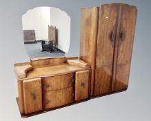 A 20th century Lebus furniture walnut double door gentleman's wardrobe together with dressing chest.