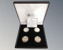 A London Mint Office four coin silver proof set, celebrating the reign of H.M.