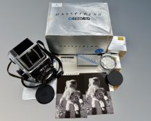 A Hasselblad 500C/M medium format SLR camera with Carl Zeiss planar 80mm F/2.