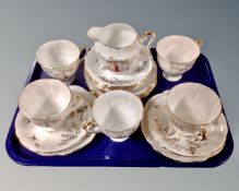 Eighteen pieces of Windsor Eastern Melody bone tea china