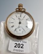 An antique gold plated pocket watch - New York Standard Watch Co.