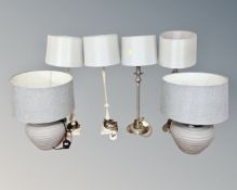 Three pairs of contemporary table lamps