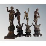 A group of four 19th century French spelter figures