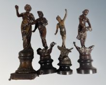 A group of four 19th century French spelter figures