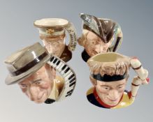 Four Royal Doulton character jugs comprising of Jimmy Durant, Glenn Miller,