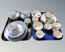 Two trays of Crown Devon and Royal Doulton part tea sets