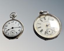 Two continental silver fob watches (2)