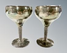 A pair of silver goblets, Mappin & Webb, Birmingham 1971, height 10cm.