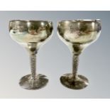 A pair of silver goblets, Mappin & Webb, Birmingham 1971, height 10cm.