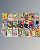 A collection of vintage comics from various publishers including Dell, Harvey Comics, Whitman,