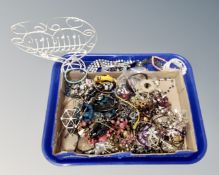 A tray of assorted costume jewellery, beaded necklaces and bangles,