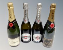 Two bottles of Moet and Chandon Brut Imperial champagne, each 75cl,